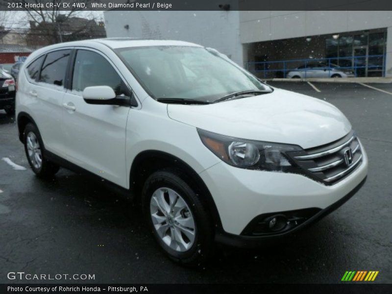 White Diamond Pearl / Beige 2012 Honda CR-V EX 4WD