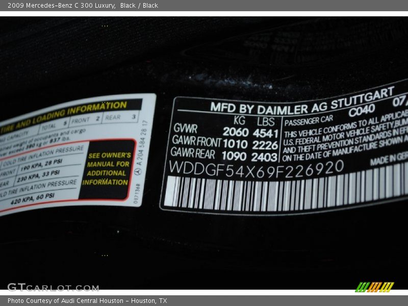 Black / Black 2009 Mercedes-Benz C 300 Luxury