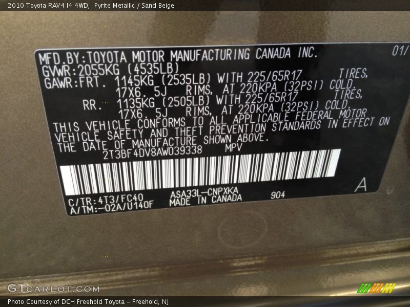 Pyrite Metallic / Sand Beige 2010 Toyota RAV4 I4 4WD