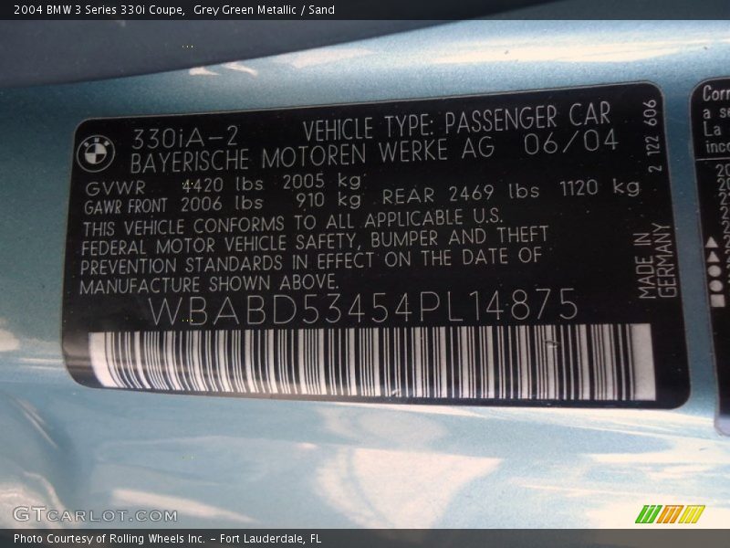 Grey Green Metallic / Sand 2004 BMW 3 Series 330i Coupe