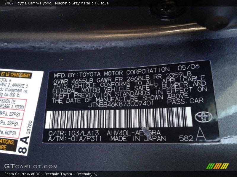 Magnetic Gray Metallic / Bisque 2007 Toyota Camry Hybrid