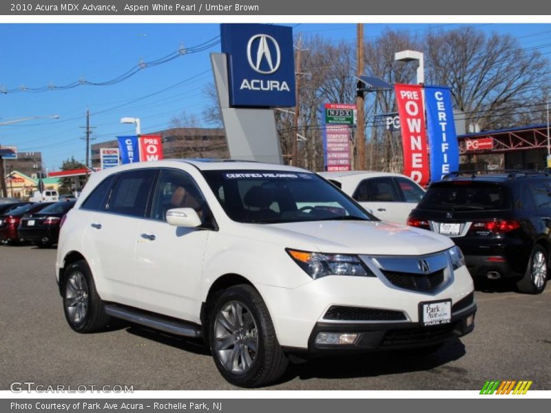Aspen White Pearl / Umber Brown 2010 Acura MDX Advance