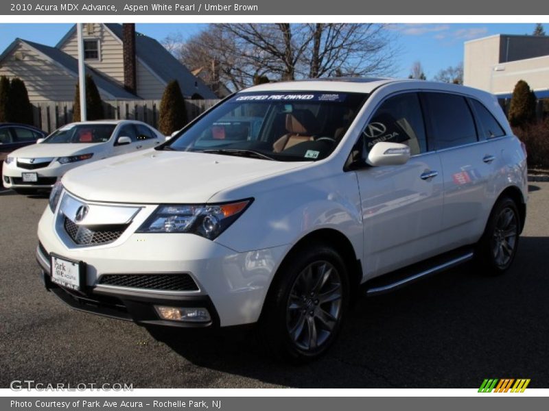 Aspen White Pearl / Umber Brown 2010 Acura MDX Advance