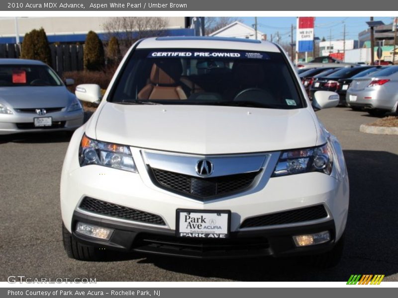 Aspen White Pearl / Umber Brown 2010 Acura MDX Advance