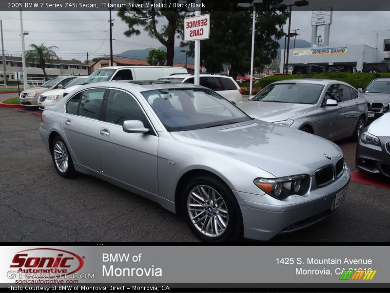 Titanium Silver Metallic / Black/Black 2005 BMW 7 Series 745i Sedan
