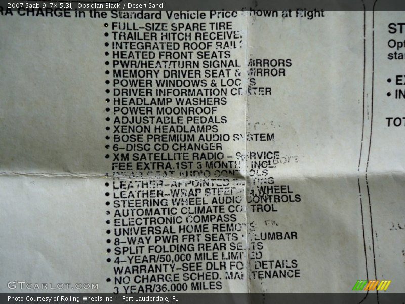  2007 9-7X 5.3i Window Sticker