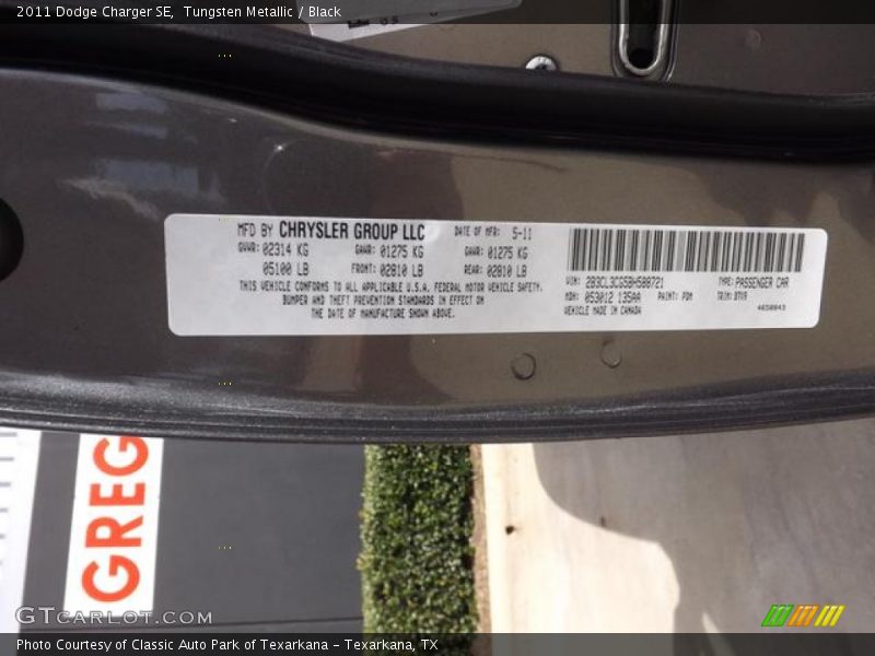 Tungsten Metallic / Black 2011 Dodge Charger SE