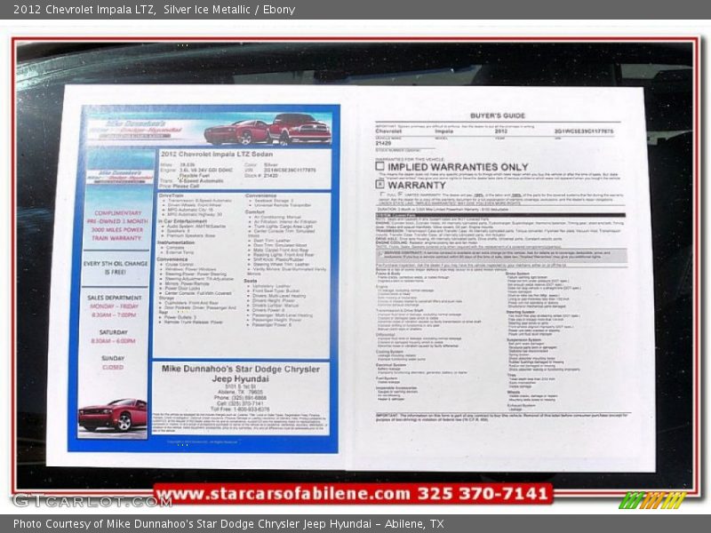 Silver Ice Metallic / Ebony 2012 Chevrolet Impala LTZ