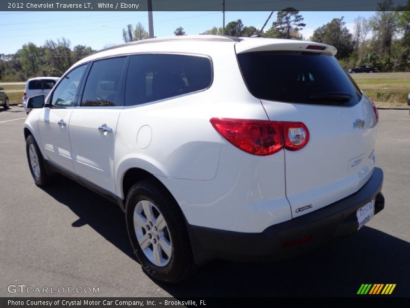 White / Ebony 2012 Chevrolet Traverse LT