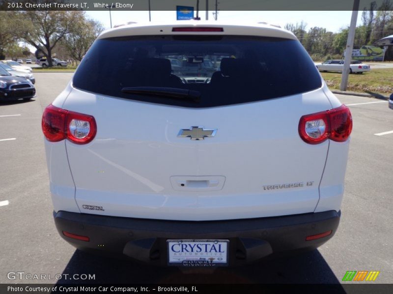 White / Ebony 2012 Chevrolet Traverse LT