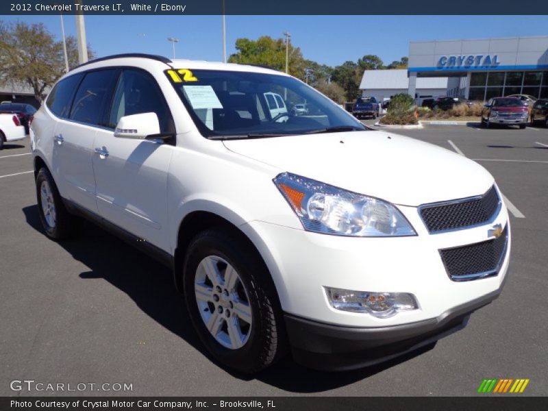 White / Ebony 2012 Chevrolet Traverse LT