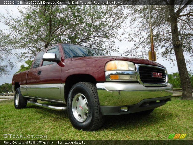 Dark Toreador Red Metallic / Pewter 2000 GMC Sierra 1500 SLE Extended Cab 4x4