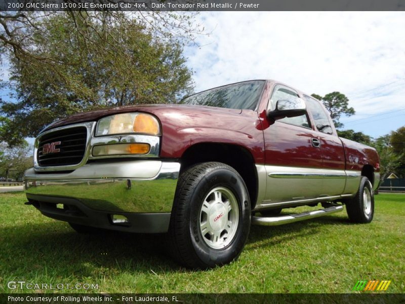 Dark Toreador Red Metallic / Pewter 2000 GMC Sierra 1500 SLE Extended Cab 4x4