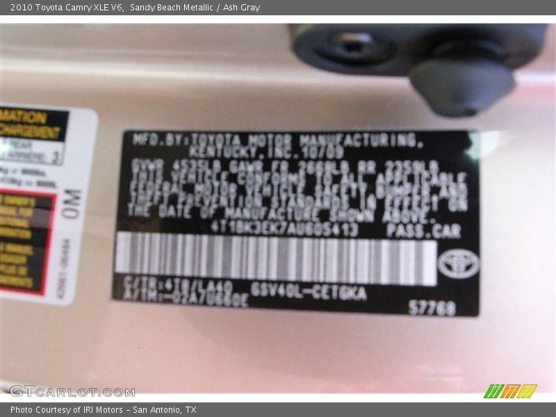 Sandy Beach Metallic / Ash Gray 2010 Toyota Camry XLE V6