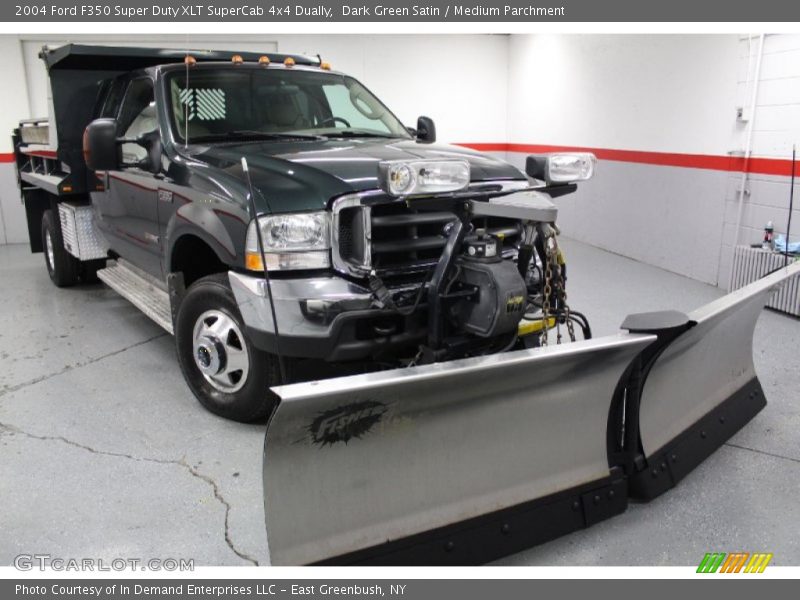 Dark Green Satin / Medium Parchment 2004 Ford F350 Super Duty XLT SuperCab 4x4 Dually