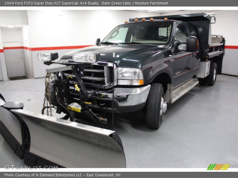 Dark Green Satin / Medium Parchment 2004 Ford F350 Super Duty XLT SuperCab 4x4 Dually