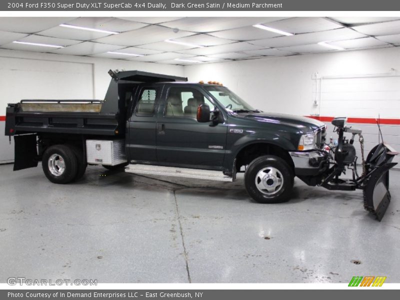 Dark Green Satin / Medium Parchment 2004 Ford F350 Super Duty XLT SuperCab 4x4 Dually