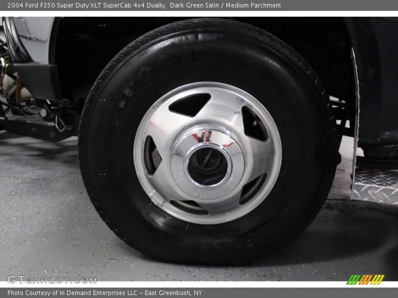 Dark Green Satin / Medium Parchment 2004 Ford F350 Super Duty XLT SuperCab 4x4 Dually