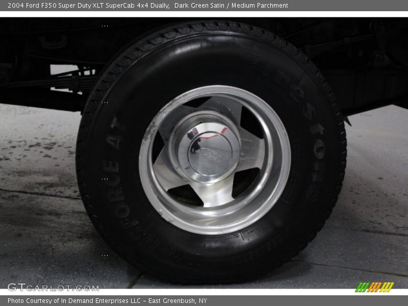 Dark Green Satin / Medium Parchment 2004 Ford F350 Super Duty XLT SuperCab 4x4 Dually