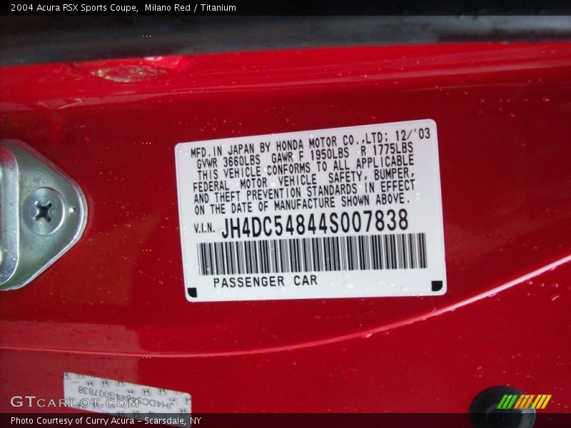 Milano Red / Titanium 2004 Acura RSX Sports Coupe