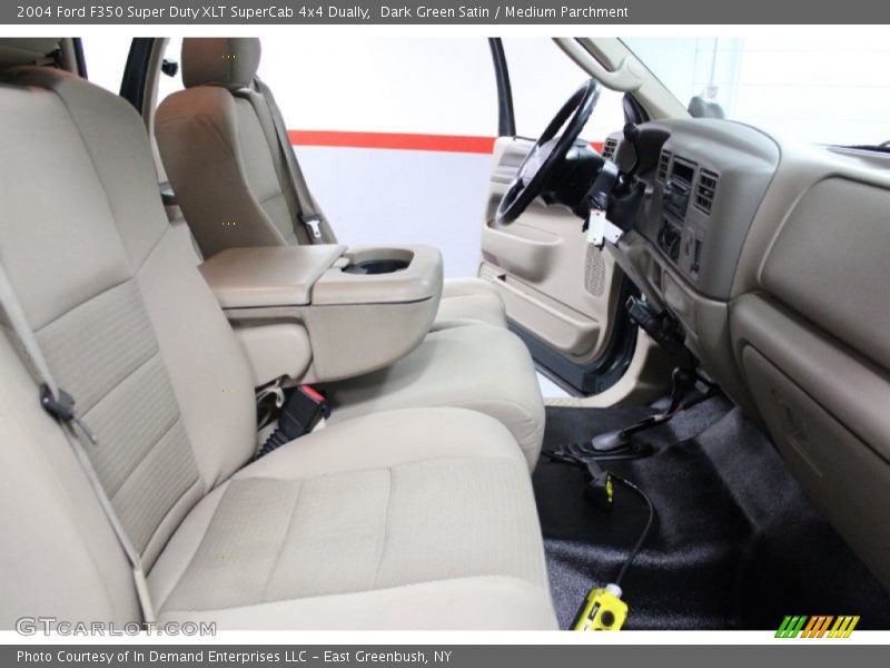 Dark Green Satin / Medium Parchment 2004 Ford F350 Super Duty XLT SuperCab 4x4 Dually