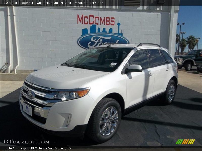 White Platinum Tri-Coat / Medium Light Stone 2013 Ford Edge SEL