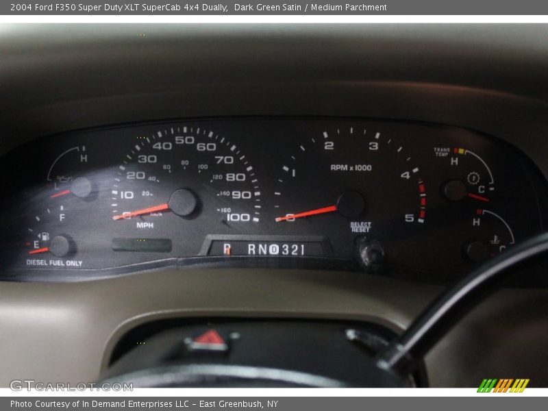 Dark Green Satin / Medium Parchment 2004 Ford F350 Super Duty XLT SuperCab 4x4 Dually