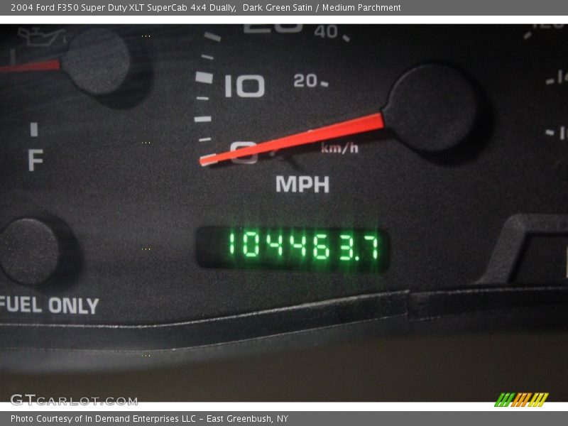 Dark Green Satin / Medium Parchment 2004 Ford F350 Super Duty XLT SuperCab 4x4 Dually