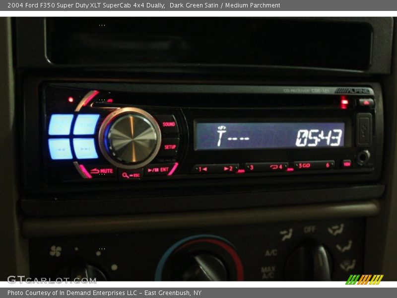 Dark Green Satin / Medium Parchment 2004 Ford F350 Super Duty XLT SuperCab 4x4 Dually