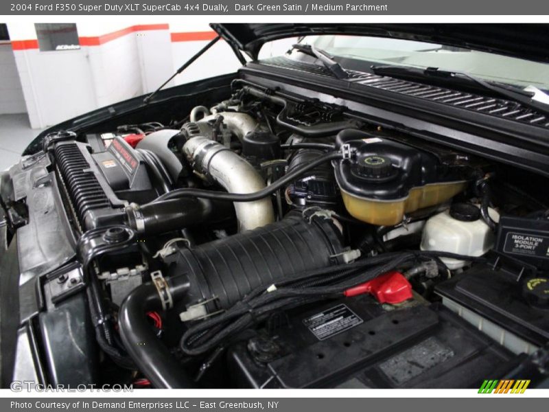 Dark Green Satin / Medium Parchment 2004 Ford F350 Super Duty XLT SuperCab 4x4 Dually