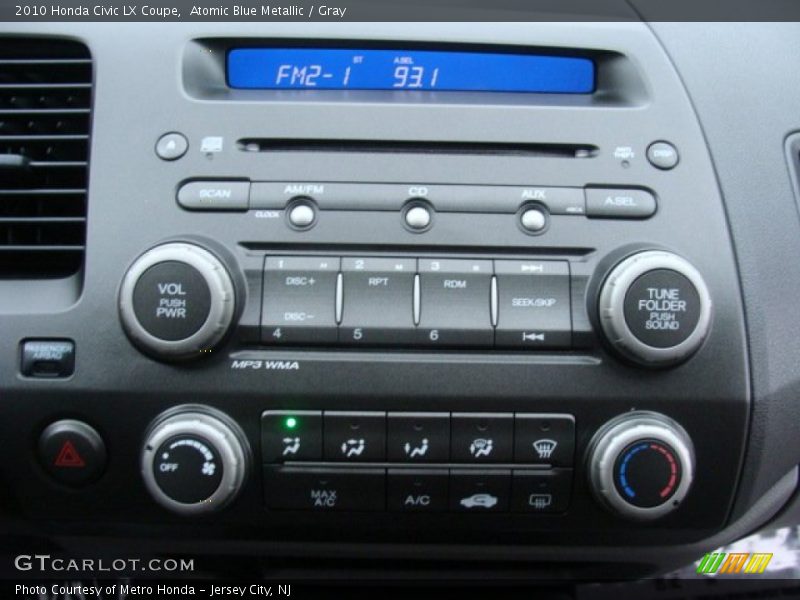 Atomic Blue Metallic / Gray 2010 Honda Civic LX Coupe