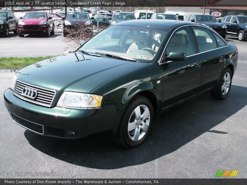 Goodwood Green Pearl / Beige 2002 Audi A6 2.7T quattro Sedan