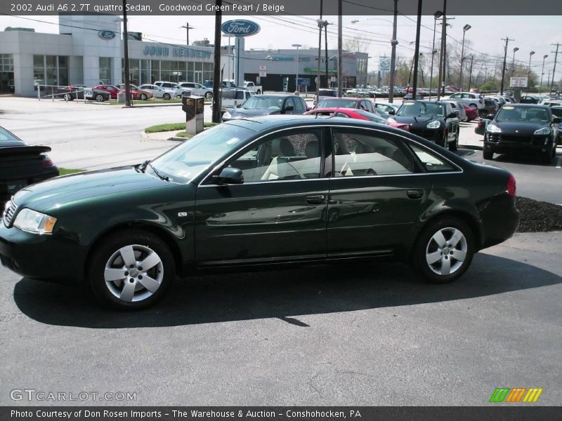 Goodwood Green Pearl / Beige 2002 Audi A6 2.7T quattro Sedan