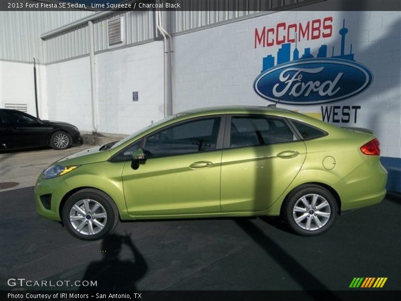 Lime Squeeze / Charcoal Black 2013 Ford Fiesta SE Sedan