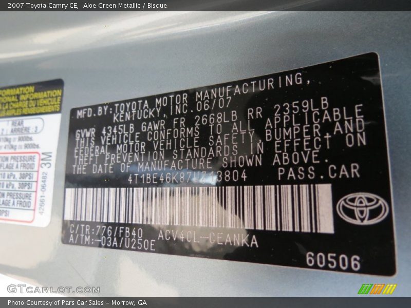 Aloe Green Metallic / Bisque 2007 Toyota Camry CE