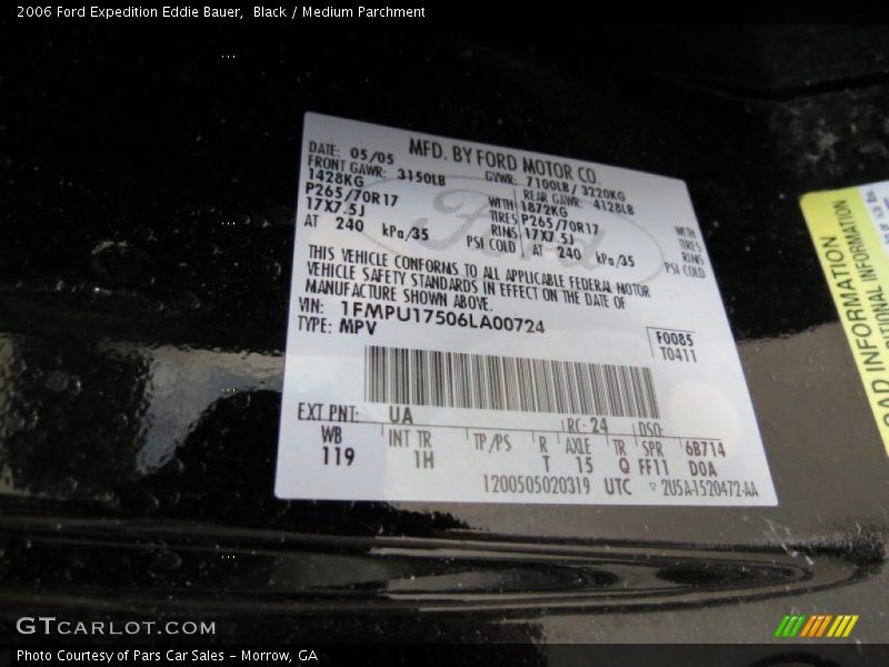 Black / Medium Parchment 2006 Ford Expedition Eddie Bauer