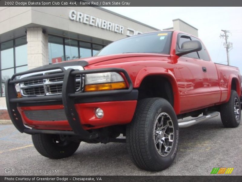 Flame Red / Dark Slate Gray 2002 Dodge Dakota Sport Club Cab 4x4
