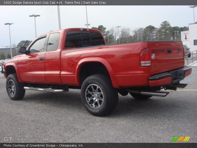 Flame Red / Dark Slate Gray 2002 Dodge Dakota Sport Club Cab 4x4