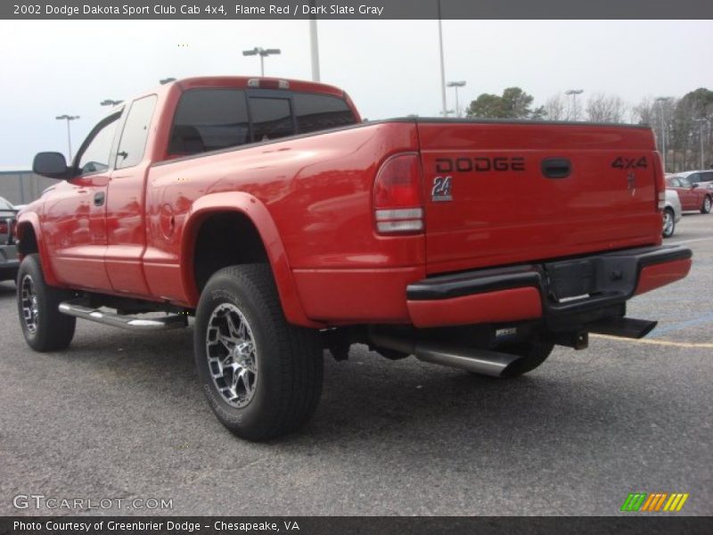 Flame Red / Dark Slate Gray 2002 Dodge Dakota Sport Club Cab 4x4