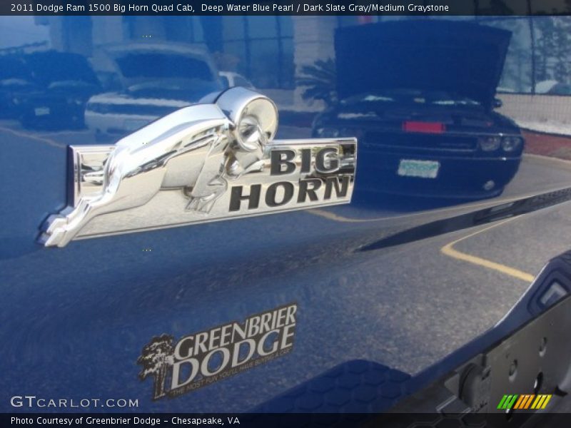 Deep Water Blue Pearl / Dark Slate Gray/Medium Graystone 2011 Dodge Ram 1500 Big Horn Quad Cab