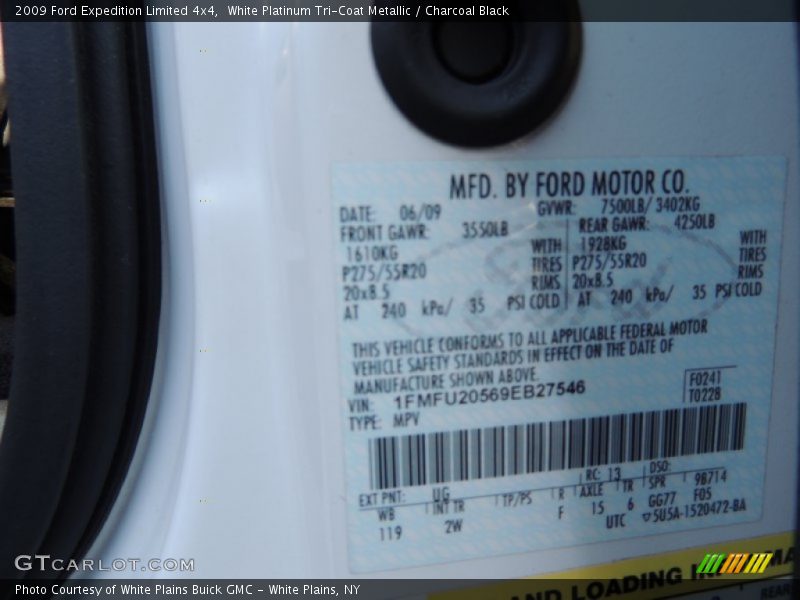 White Platinum Tri-Coat Metallic / Charcoal Black 2009 Ford Expedition Limited 4x4