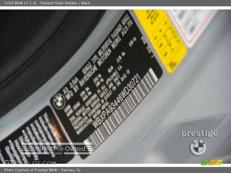 Titanium Silver Metallic / Black 2006 BMW X3 3.0i