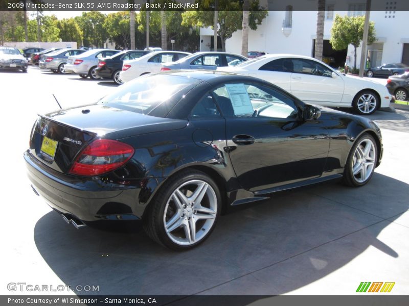 Black / Black/Red 2009 Mercedes-Benz SLK 55 AMG Roadster