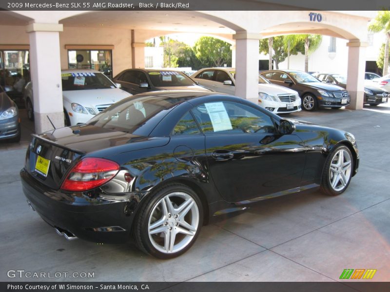 Black / Black/Red 2009 Mercedes-Benz SLK 55 AMG Roadster
