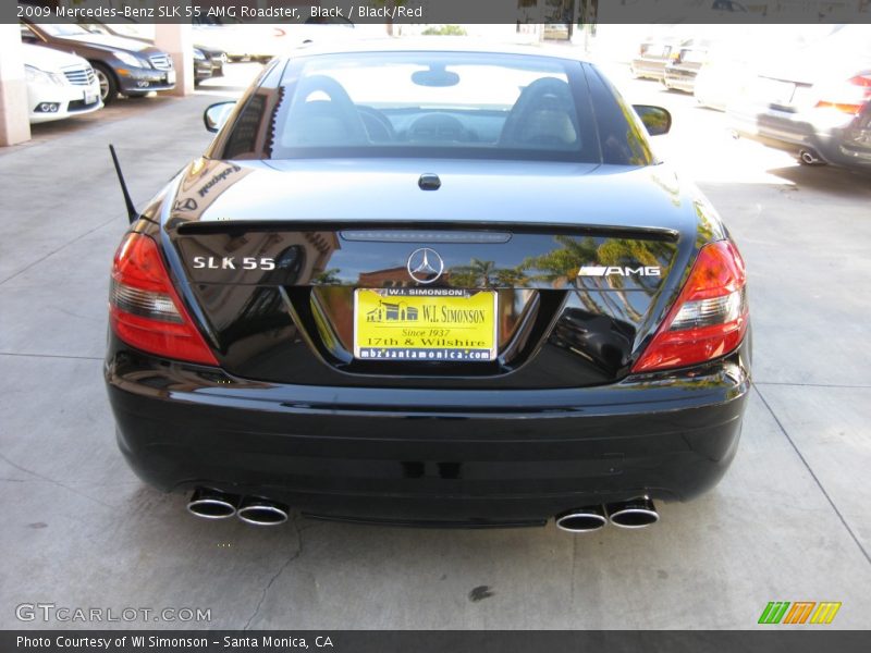 Black / Black/Red 2009 Mercedes-Benz SLK 55 AMG Roadster