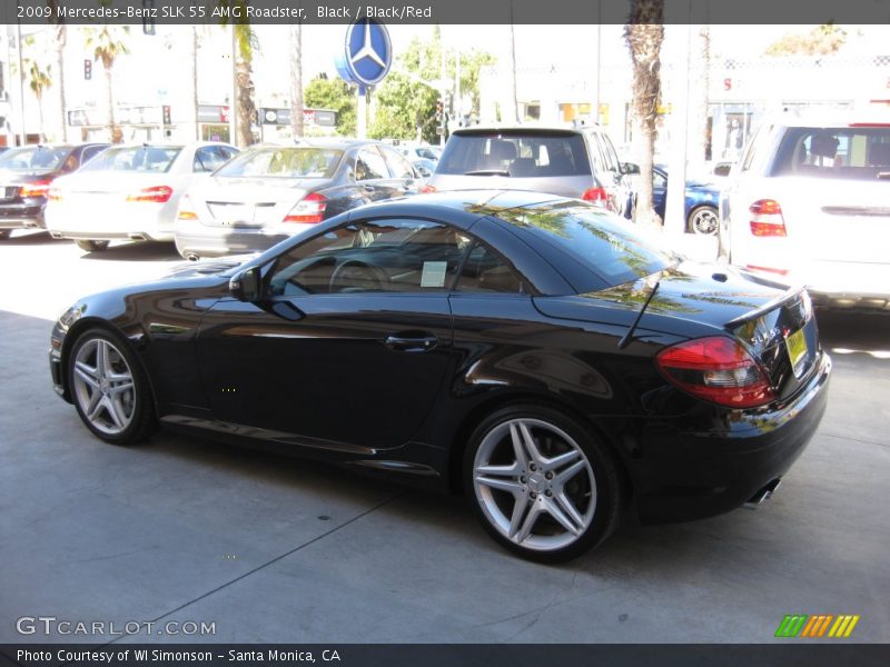 Black / Black/Red 2009 Mercedes-Benz SLK 55 AMG Roadster
