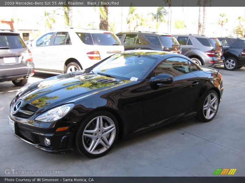 Black / Black/Red 2009 Mercedes-Benz SLK 55 AMG Roadster