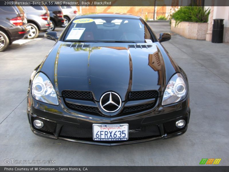 Black / Black/Red 2009 Mercedes-Benz SLK 55 AMG Roadster