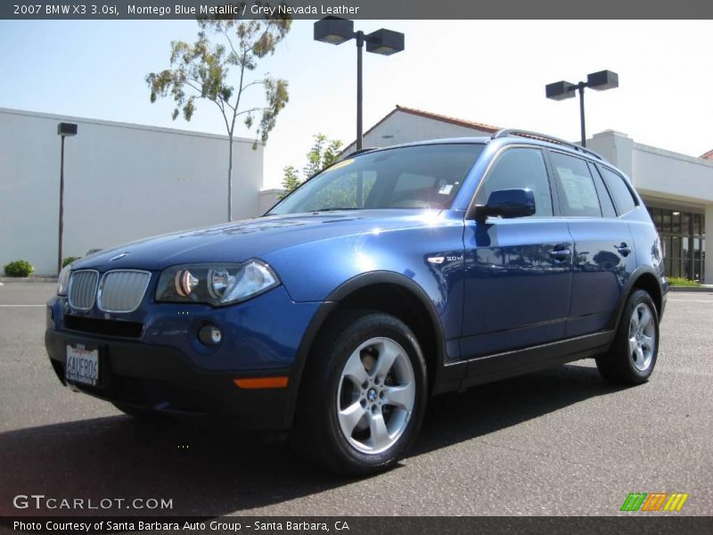 Montego Blue Metallic / Grey Nevada Leather 2007 BMW X3 3.0si