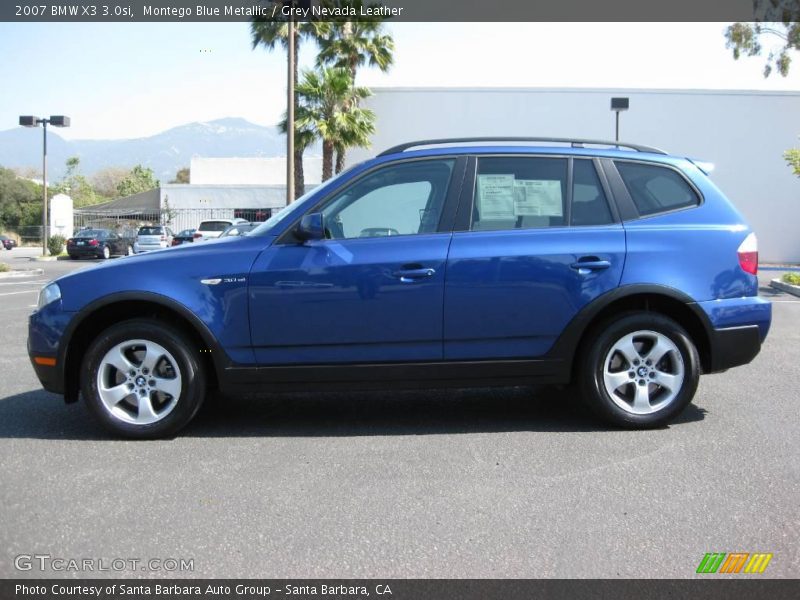 Montego Blue Metallic / Grey Nevada Leather 2007 BMW X3 3.0si